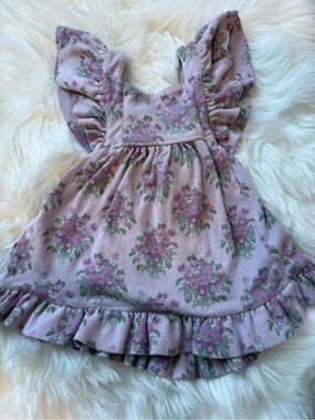 Kate Quinn Girls Floral Ruffle Dress in Lavender Size 12-18 Months